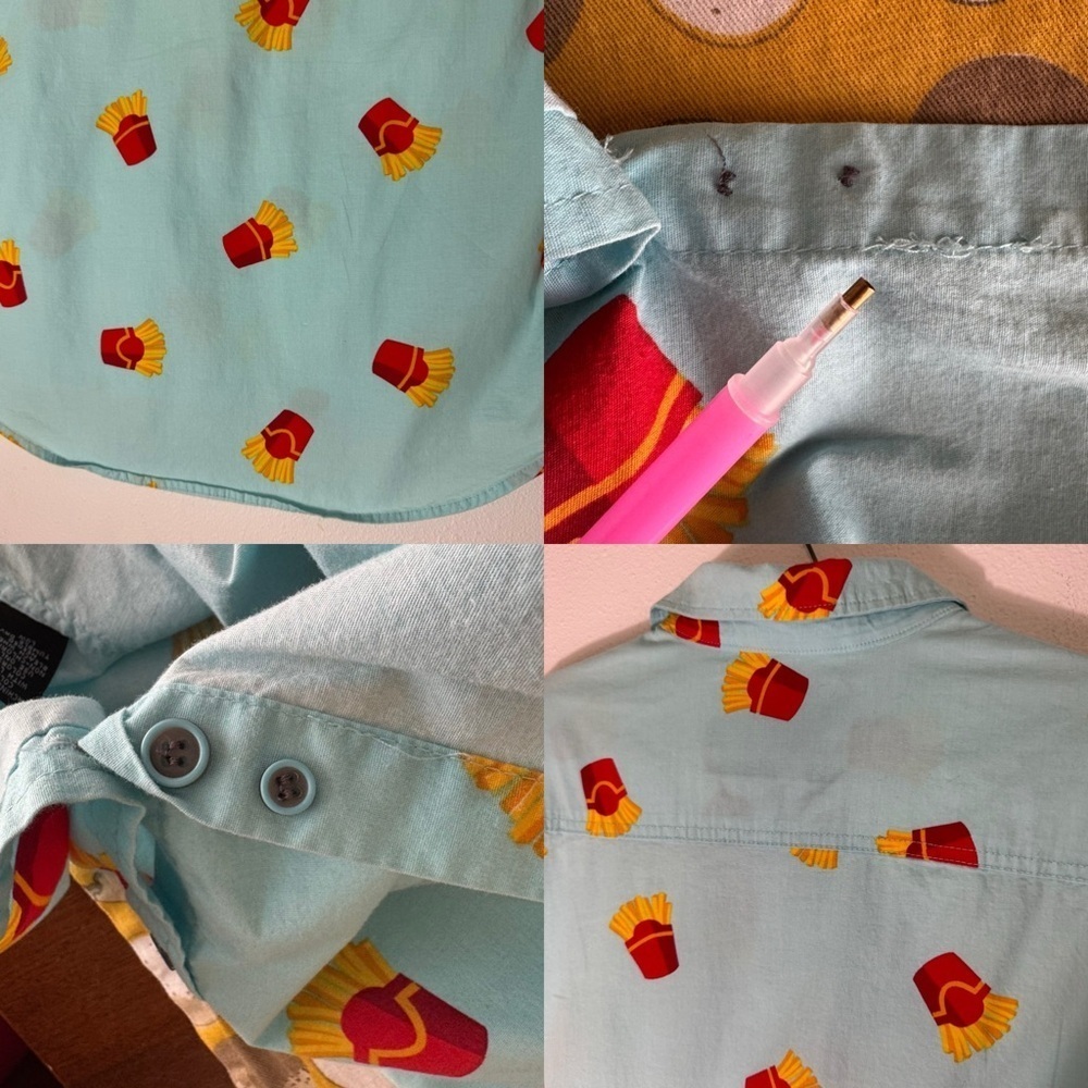 Five Points Industries NYC blue French fry print short sleeve button down size M - Picture 12 of 16